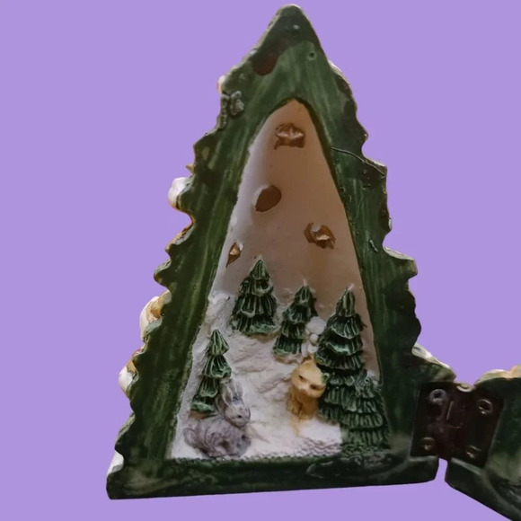 Vintage Ceramic Hinged Christmas Tree With Santa & Woodland Animals Holiday "3" - Picture 3 of 9